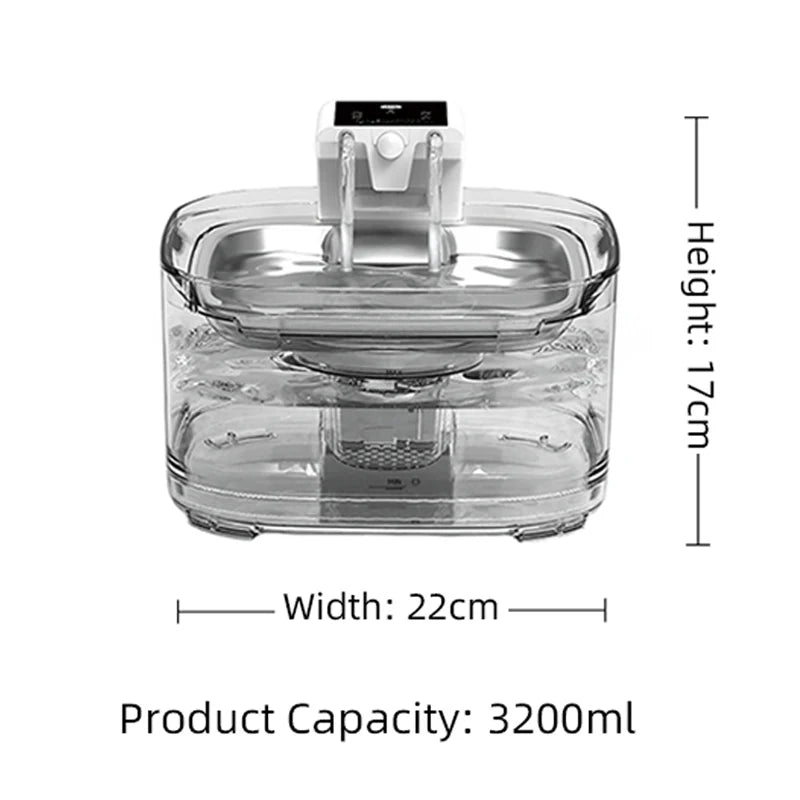 108oz/3.2L OEM Stainless Steel Wireless Cat Water Fountain 5000mah Battery 3 Modes Automatic Pet Drinking Fountain Dual Outlet