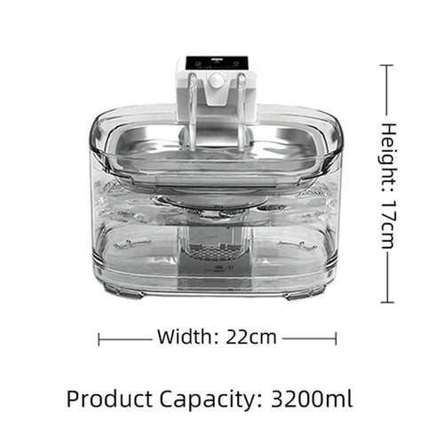 108oz/3.2L OEM Stainless Steel Wireless Cat Water Fountain 5000mah Battery 3 Modes Automatic Pet Drinking Fountain Dual Outlet