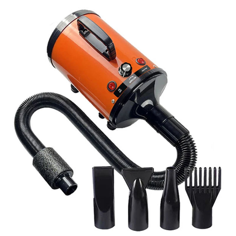 Dog Hair Dryer 3.2HP Stepless Adjustable Speed Pet Grooming Dryer High Velocity Pet Hair Dryer for Dogs with 4 Different Nozzles