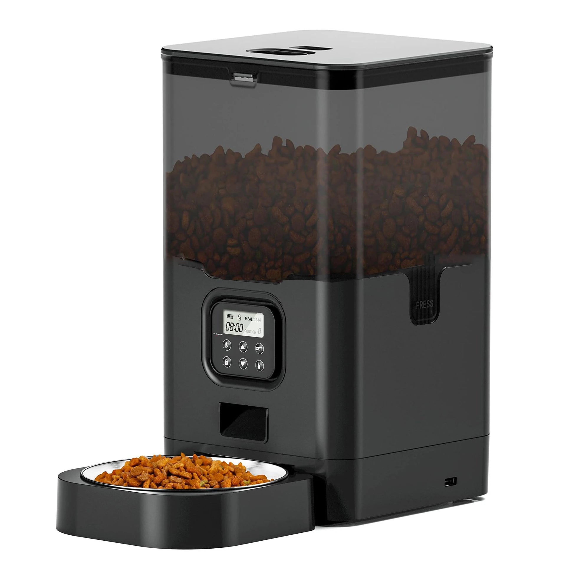 6L Automatic Cat Feeders Timed Pet Feeder for Cats with Dry Food Dispenser Button Control 10s Voice Recorder Smart Pet Feeder