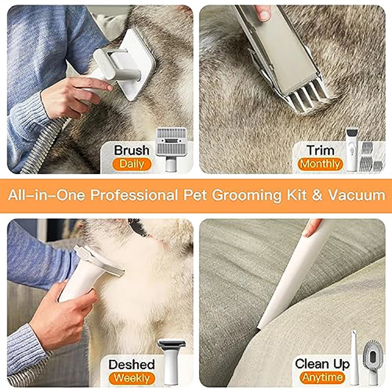 Pet Grooming Tools and Vacuum Pet Hair Remover Large Capacity Dog Grooming Vacuum for Shedding with 5 Low Noise Dog Hair Dryer