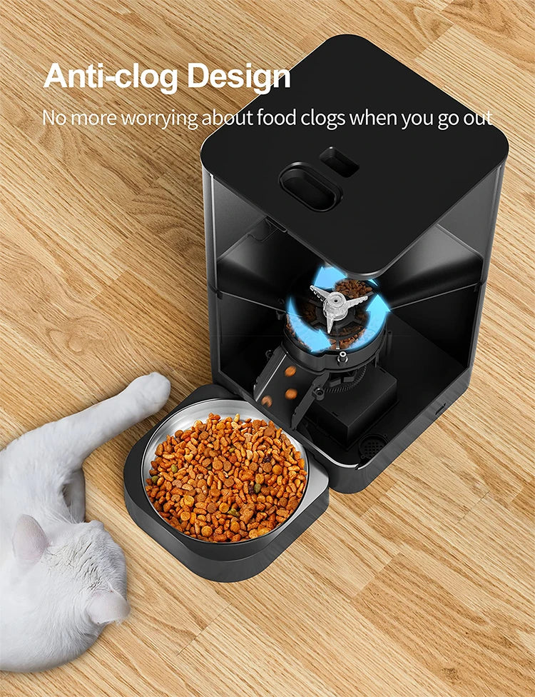 6L Automatic Cat Feeders Timed Pet Feeder for Cats with Dry Food Dispenser Button Control 10s Voice Recorder Smart Pet Feeder