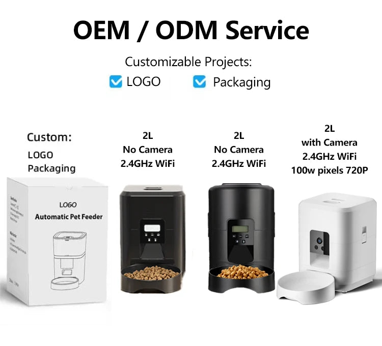 2L WIFI Control Smart Pet Feeder Automatic Dog Feeder OEM Cat Dog Dry Food Dispenser Timed Quantitative Automatic Dog Feeder