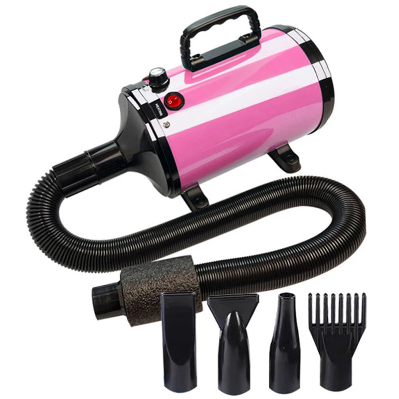 Dog Hair Dryer 3.2HP Stepless Adjustable Speed Pet Grooming Dryer High Velocity Pet Hair Dryer for Dogs with 4 Different Nozzles