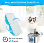3pcs Smart Cat Water Fountain Filters for 108oz/3.2L Wireless Cat Water Fountain Battery Operated Stainless Steel Pet Feeder