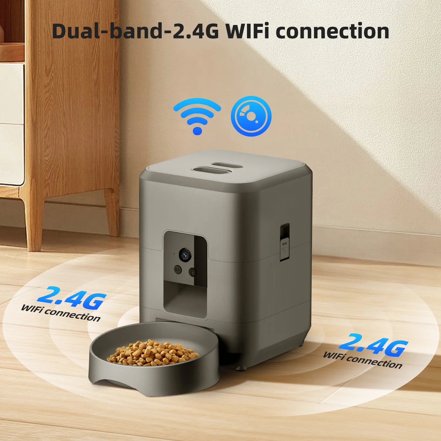 2L Automatic Cat Feeder with Camera Video with Night Vision 2.4G WiFi Automatic Pet Feeder Smart Dog Feeder Cat Food Dispenser