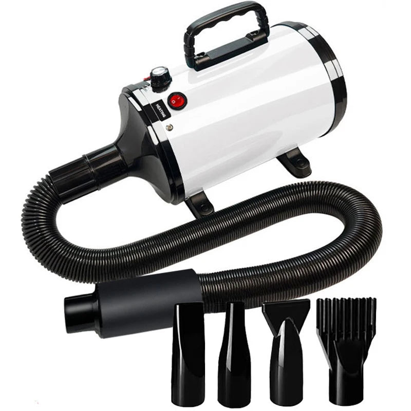 Dog Hair Dryer 3.2HP Stepless Adjustable Speed Pet Grooming Dryer High Velocity Pet Hair Dryer for Dogs with 4 Different Nozzles