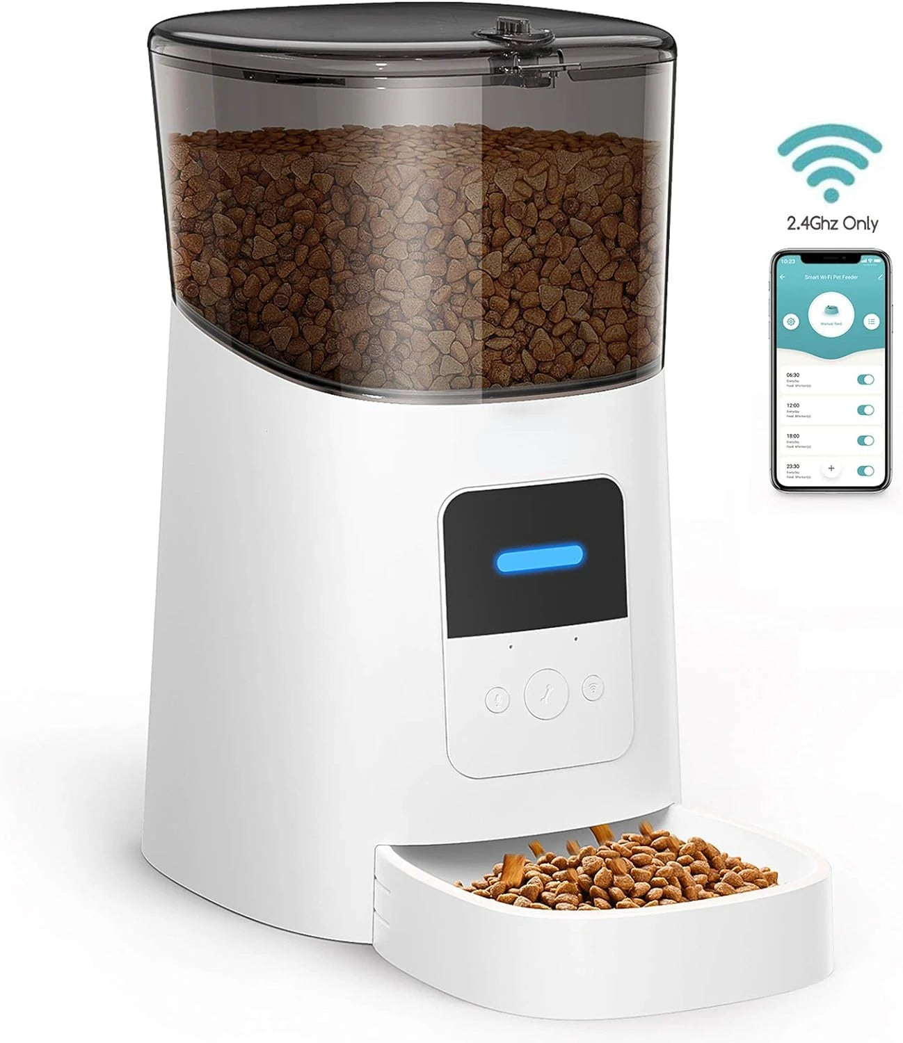 Automatic Pet Feeder 2.4G WiFi Enabled 6L Smart Food Dispenser for Cat Dogs with App Control Timer Voice Recorder up to 15 Meals