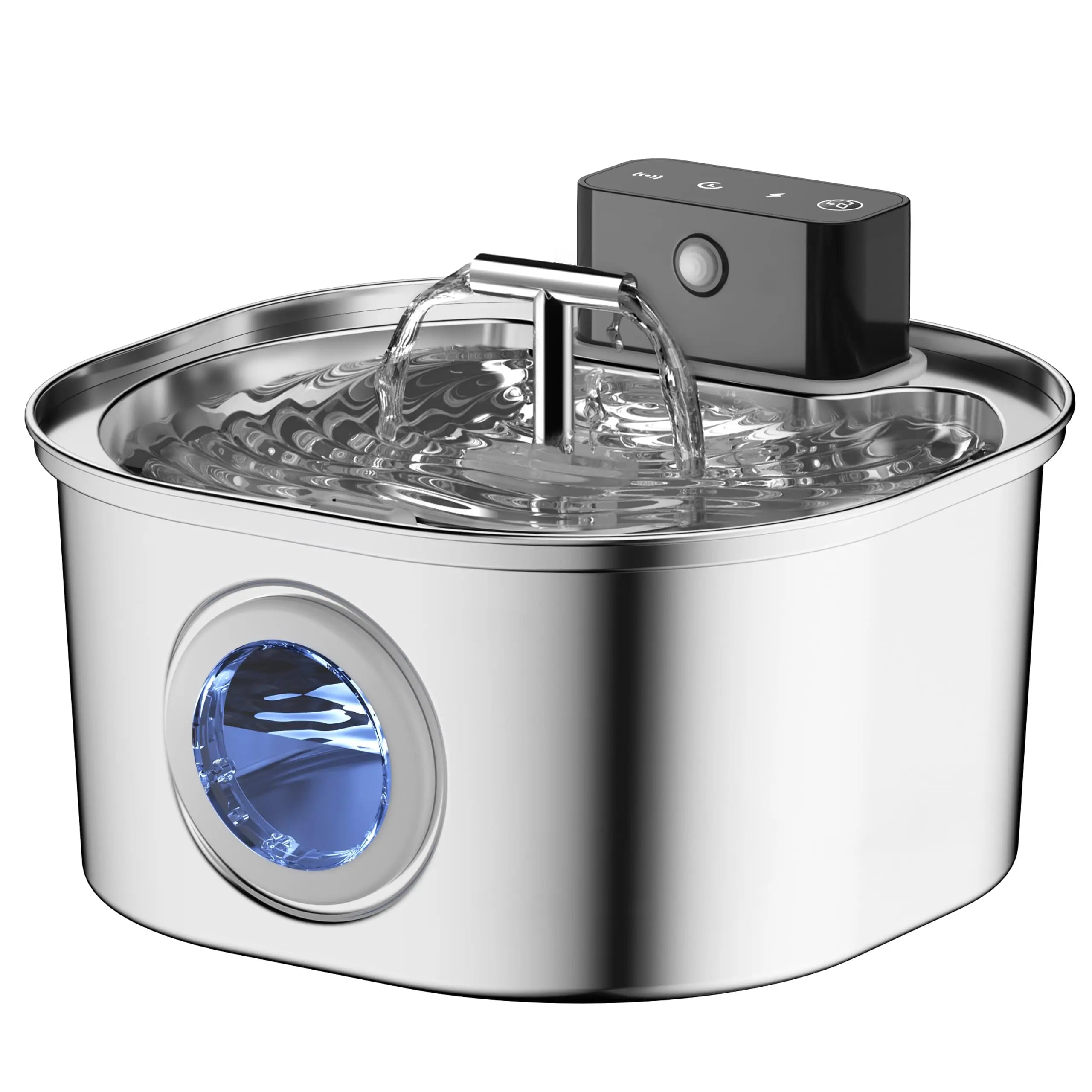 108oz/3.2L Stainless Steel Cat Water Fountain 4000mah Battery 3 Modes Wireless Automatic Pet Drinking Fountain Dual Outlet OEM