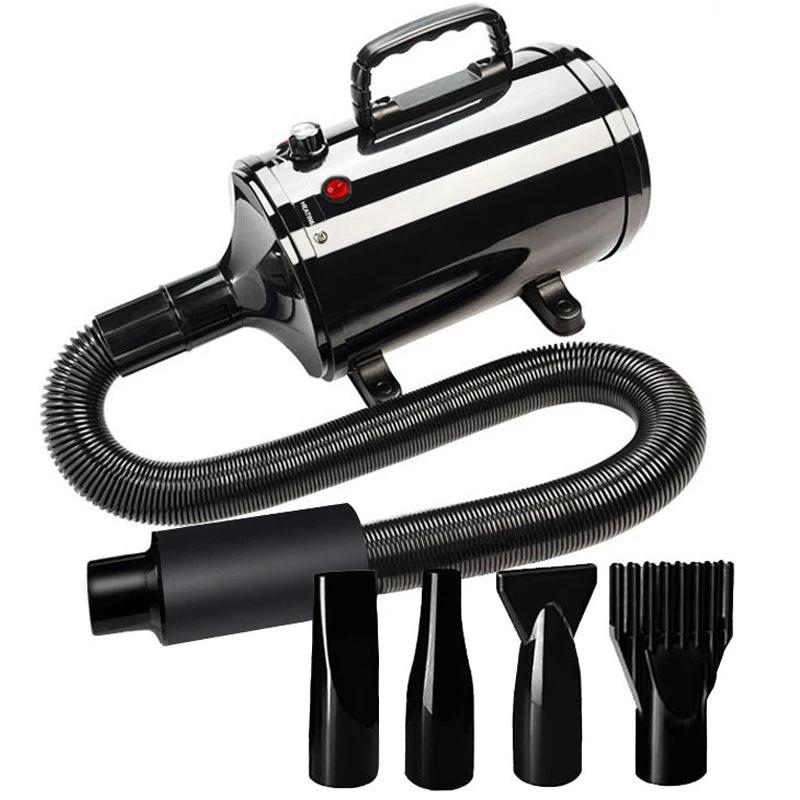 Dog Hair Dryer 3.2HP Stepless Adjustable Speed Pet Grooming Dryer High Velocity Pet Hair Dryer for Dogs with 4 Different Nozzles