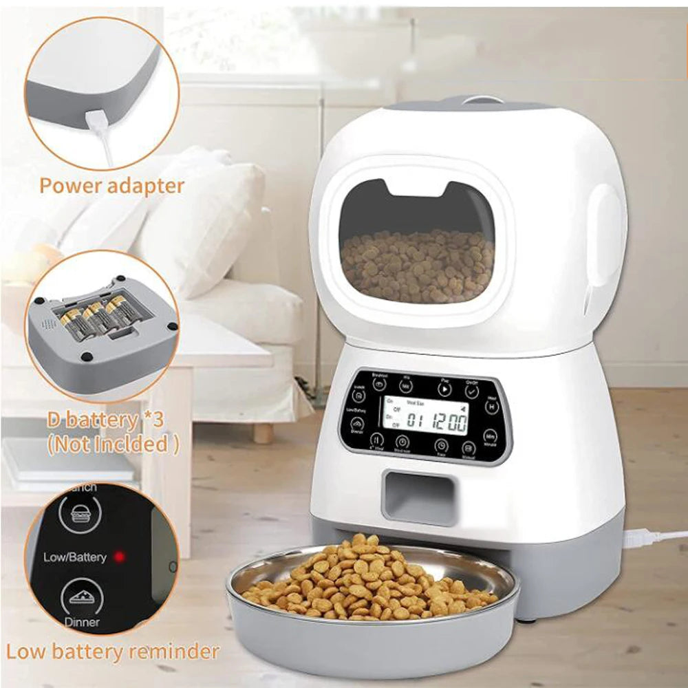 3.5L Automatic Dog Feeder Smart Food Dispenser Wifi Cats Dogs Timer Stainless Steel Bowl Auto Dog Cat Pet Feeder Pet Supplies