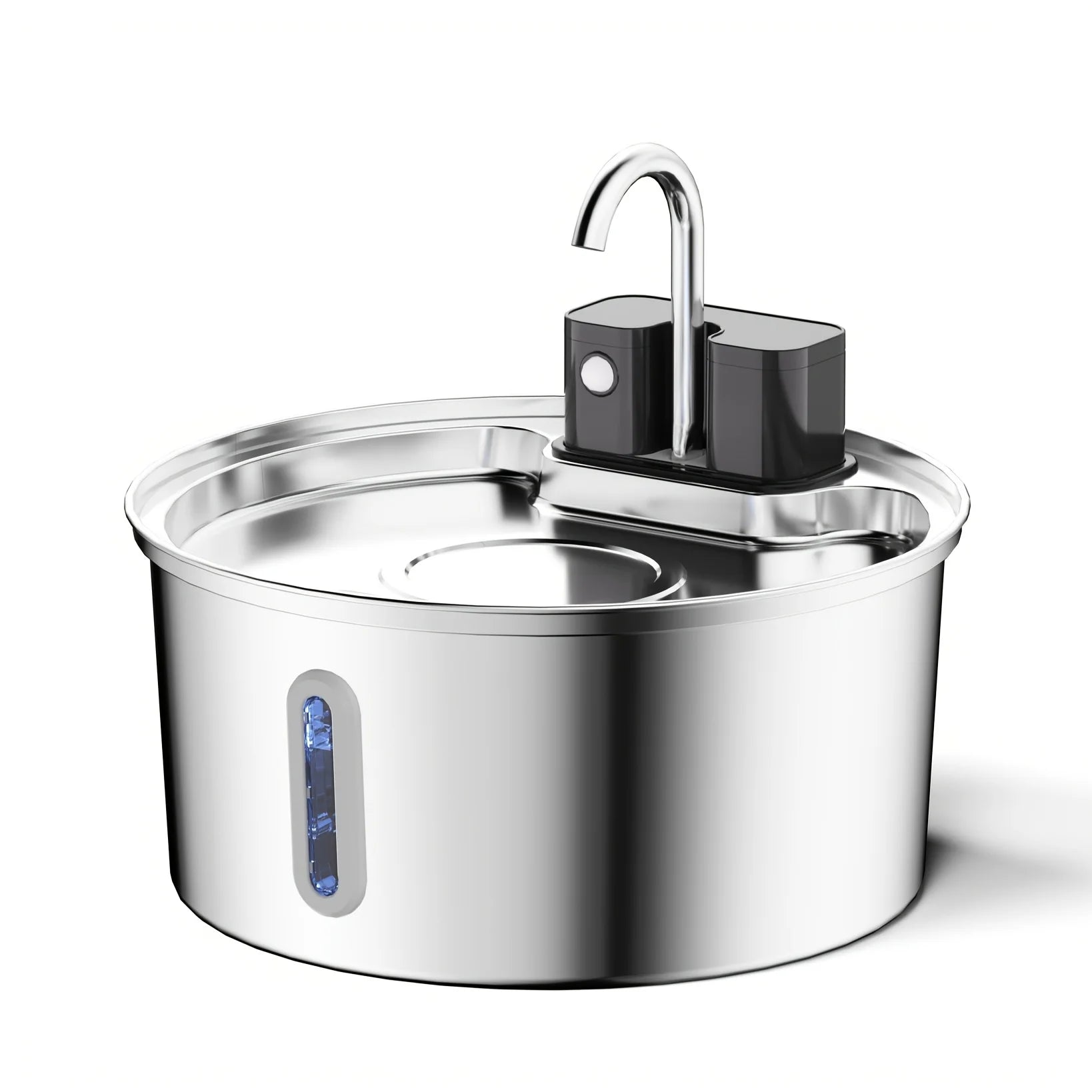 3.2L Wireless Induction Pet Water Dispenser with USB/Battery Stainless Steel Cat Fountain with Visible Window Remote Control