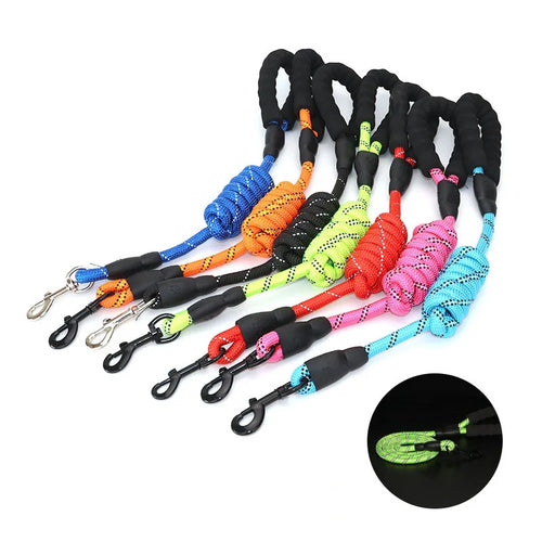 1.5M Comfortable Dog Training Leash Reflective Padded Handle Strong Heavy Duty Nylon Rope Durable Personalized Striped Pattern
