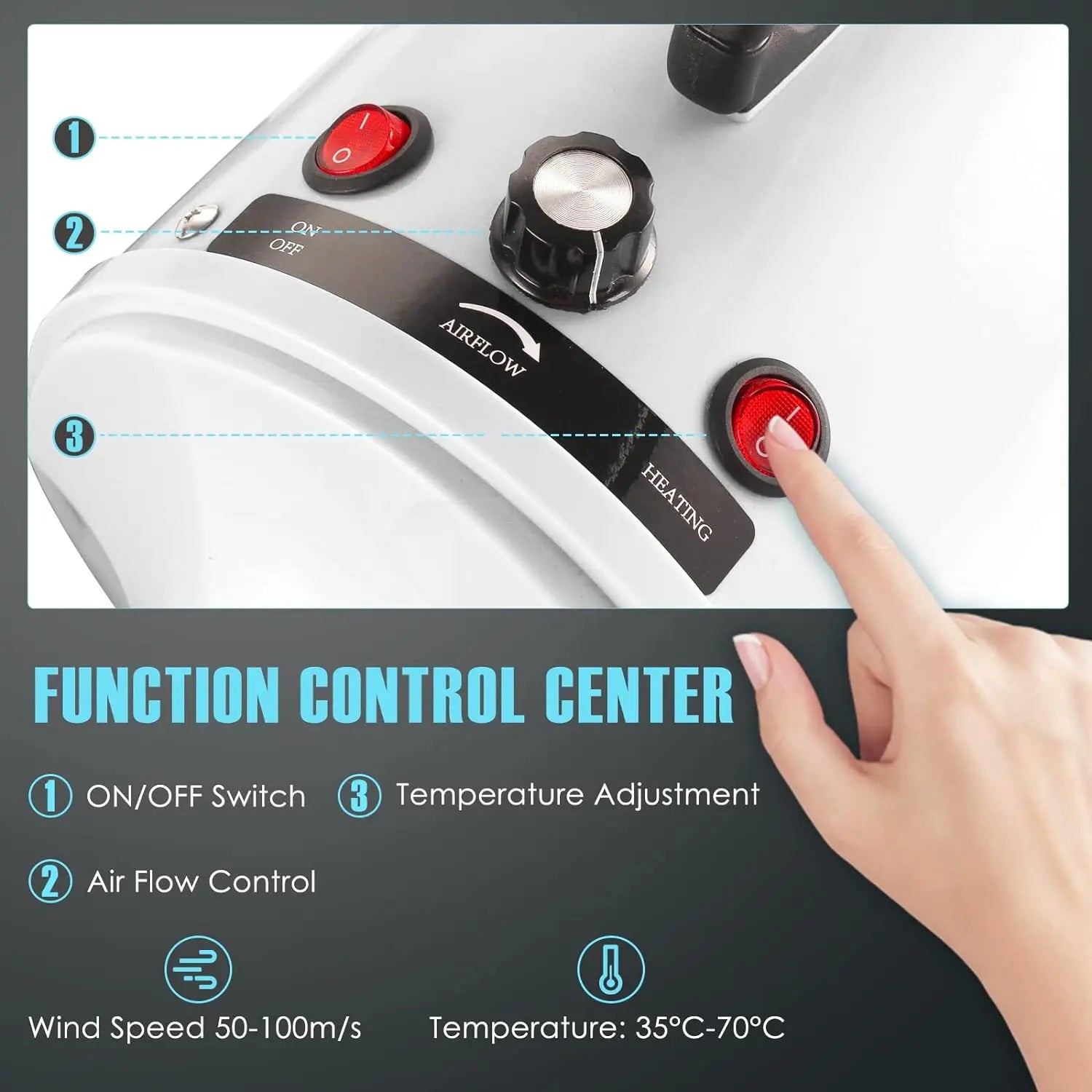 Dog Hair Dryer 3.2HP Stepless Adjustable Speed Pet Grooming Dryer High Velocity Pet Hair Dryer for Dogs with 4 Different Nozzles