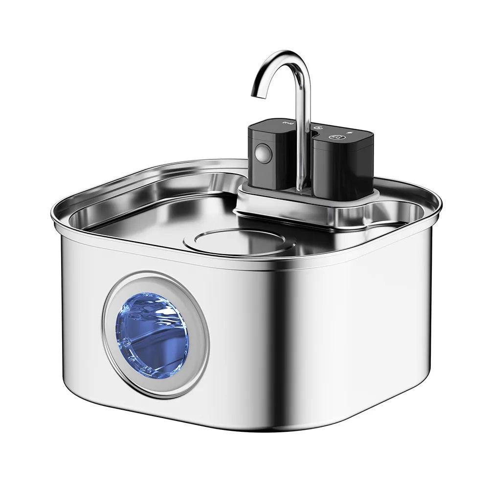 OEM 3.2L Stainless Steel Wireless Automatic Cat Dog Water Fountain Cordless 4000mah Battery Power Portable Motion Sensor Indoor